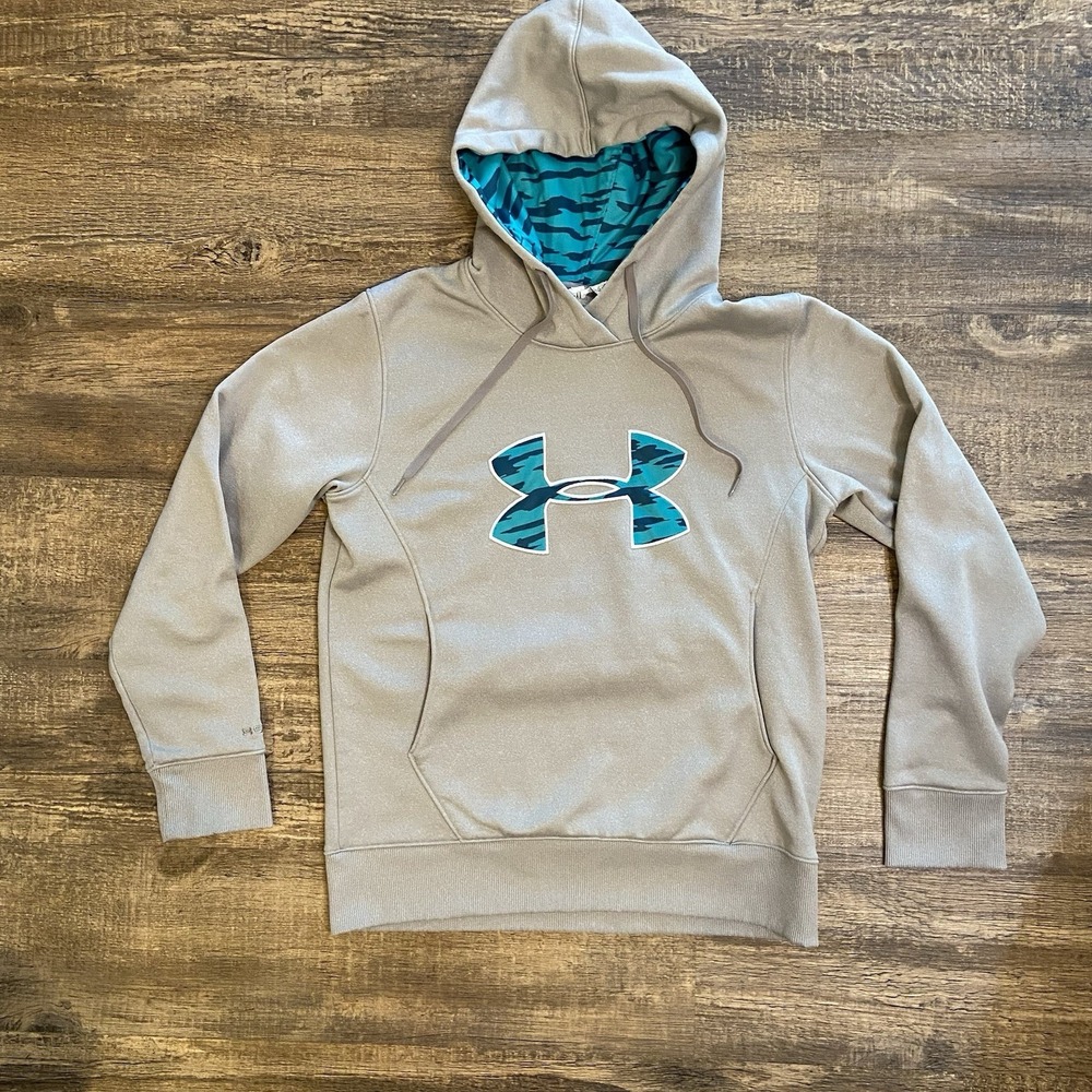 Under Armour Hoodie‎ Mens Medium Gray Fitted Long Sleeve Heat Gear Lightweight